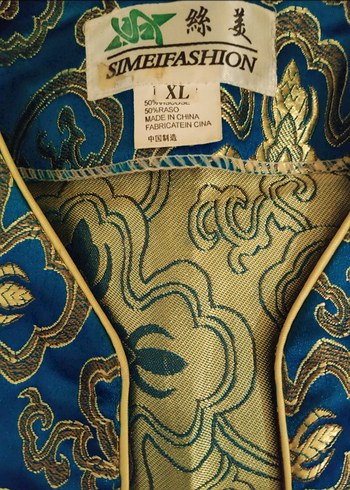 xl Beden mavi Renk Mavi Desenli Düğmeli Kadın Kimono