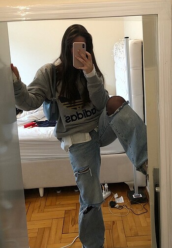 Bershka Bershka Distressed Wide Leg 90?s Jean kadın 36 açık mavi kot