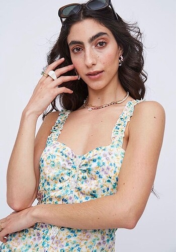 Zara Zara çiçekli saten mini elbise