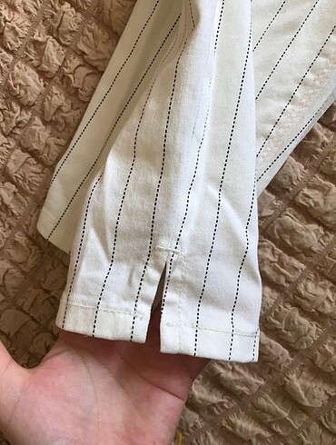 Çizgili Beyaz Pantolon - Görsel 5