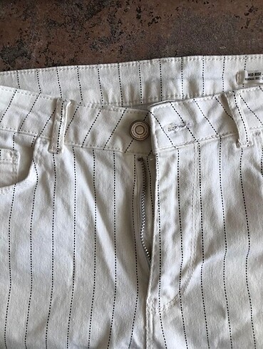 Çizgili Beyaz Pantolon - Görsel 4