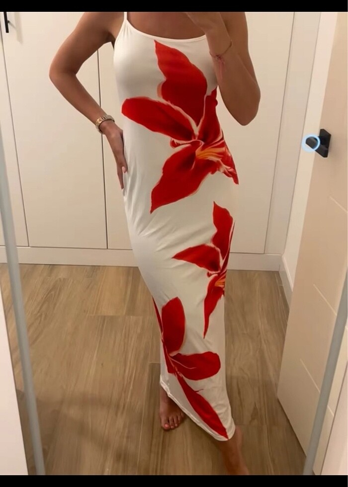 Çiçekli Uzun Elbise - Görsel 2