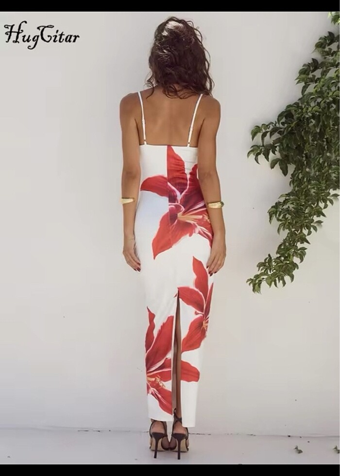 Çiçekli Uzun Elbise - Görsel 4