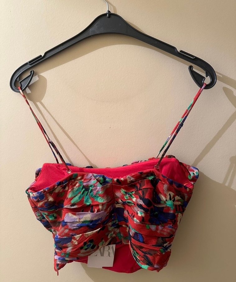 Kadın Çok Renkli Pileli Mini Straplez Bustiyer - Görsel 2