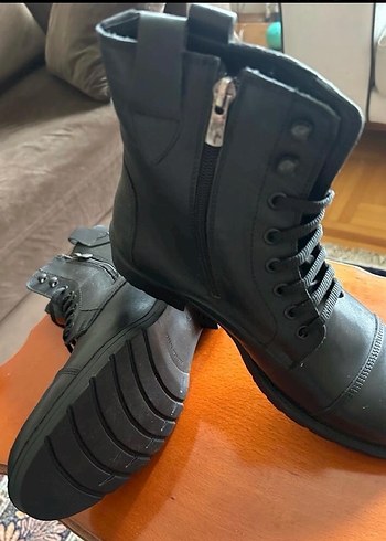 Erkek Siyah Deri Kemerli Sokak Stili Bot - Görsel 6