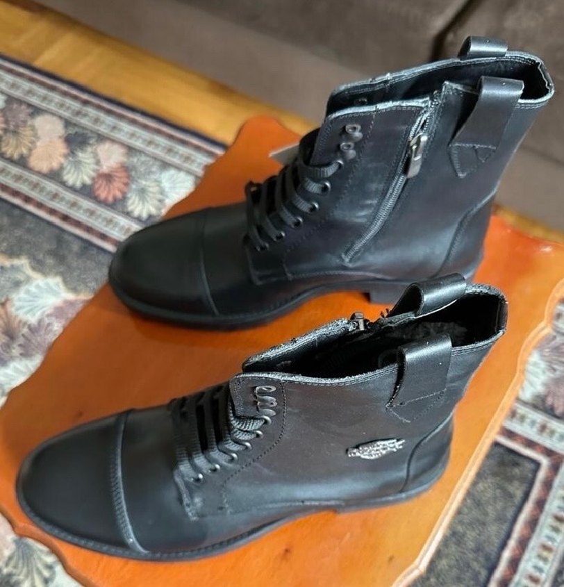 Erkek Siyah Deri Kemerli Sokak Stili Bot - Görsel 4