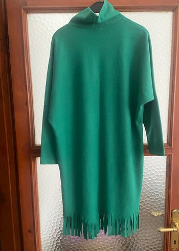 Yeşil Bohem Örgü Uzun Triko Elbise - Görsel 2