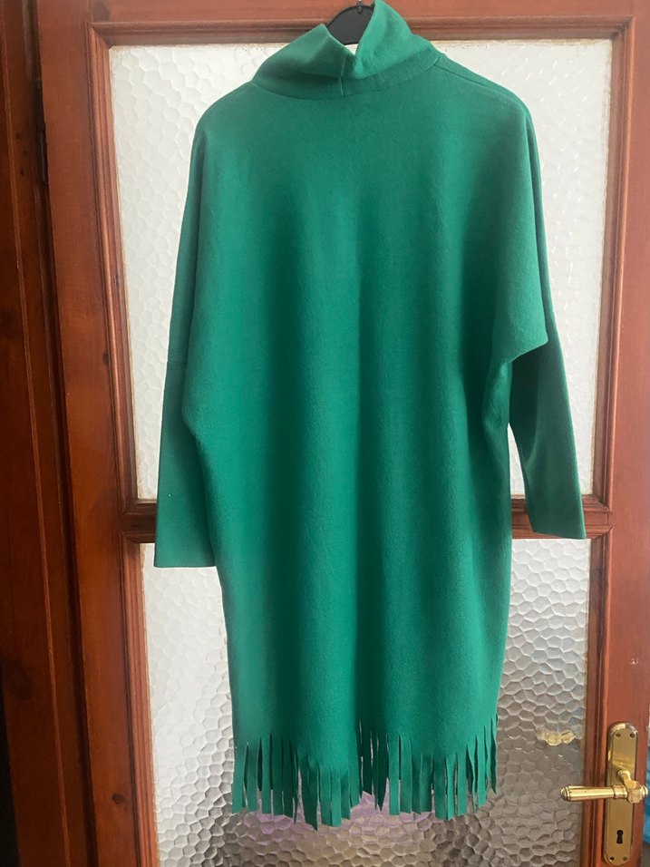 Yeşil Bohem Örgü Uzun Triko Elbise - Görsel 2