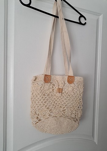 Bej Dantel İşlemeli Bohem Kadın Çanta - Görsel 2