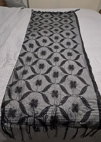 Diğer Dantel İşlemeli Siyah Gotik Kadın Şal
