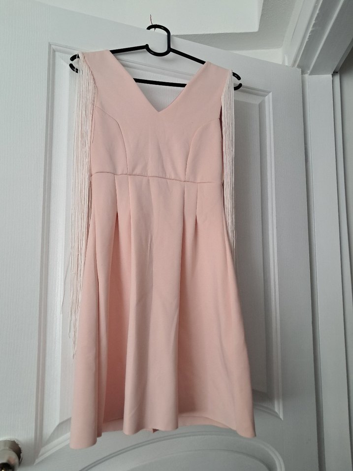 Beyaz V Yaka Midi Mezuniyet Elbisesi - Görsel 2