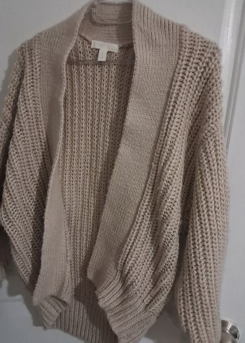 Bej Örgü Kadın Hırka, Midi Boy, Rahat Kesim - Görsel 2