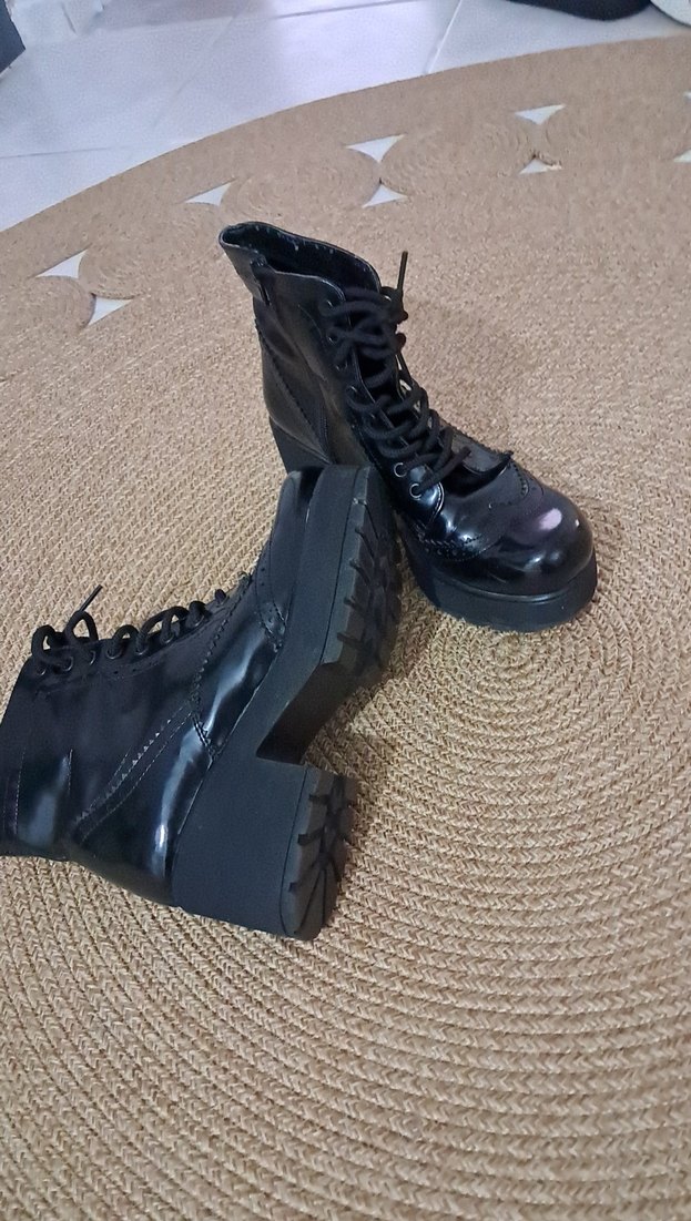 Siyah Platform Topuklu Gotik Kadın Botları - Görsel 3