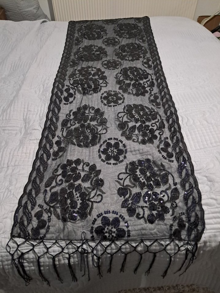 pullu tullu islemeli şal - Görsel 2