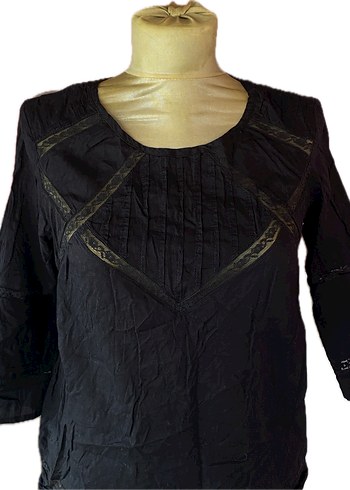 Uzun Kollu Siyah dantelli bluz - Görsel 2