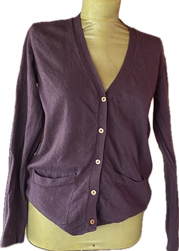 Yargıcı Mor V Yaka Kadın Hırka - Görsel 2