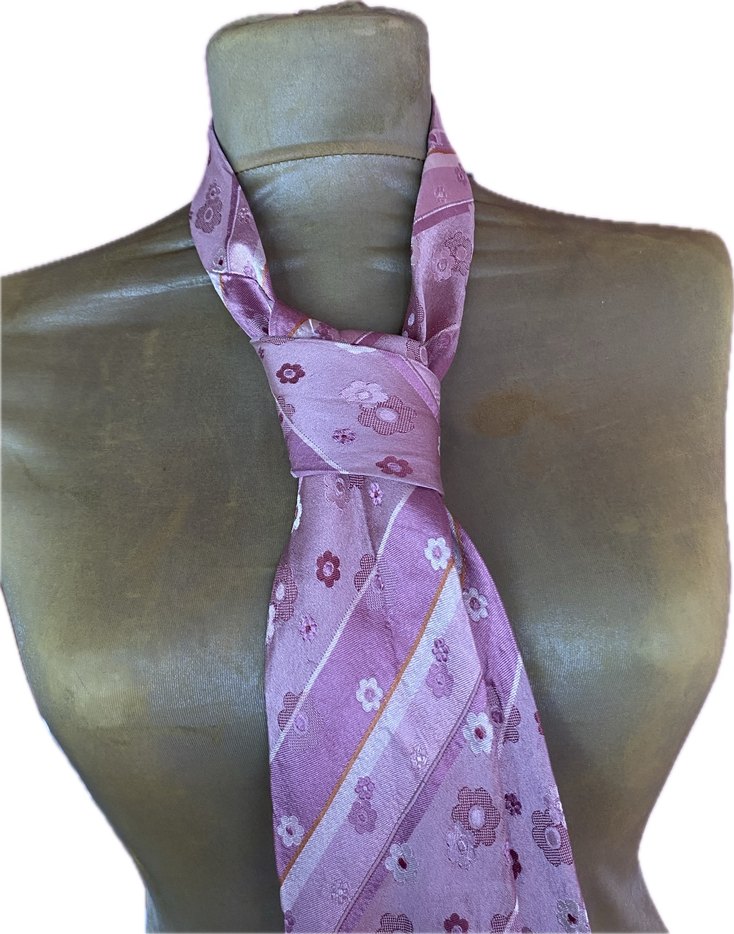 Pastel Pembe Çiçek Desenli Kravat - Görsel 2