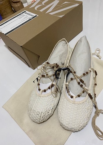 Zara Zara Beyaz Örgü Bağcıklı Kadın Espadril
