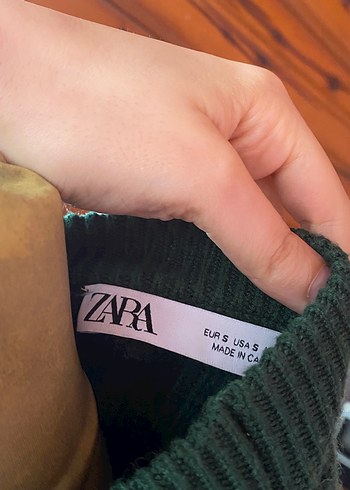 Zara viskoz Yeşil Çizgili Kadın kazak - Görsel 2