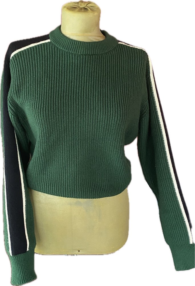 Zara viskoz Yeşil Çizgili Kadın kazak - Görsel 3