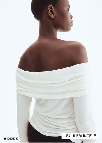H&m beyaz düşük omuz bluz - Görsel 2
