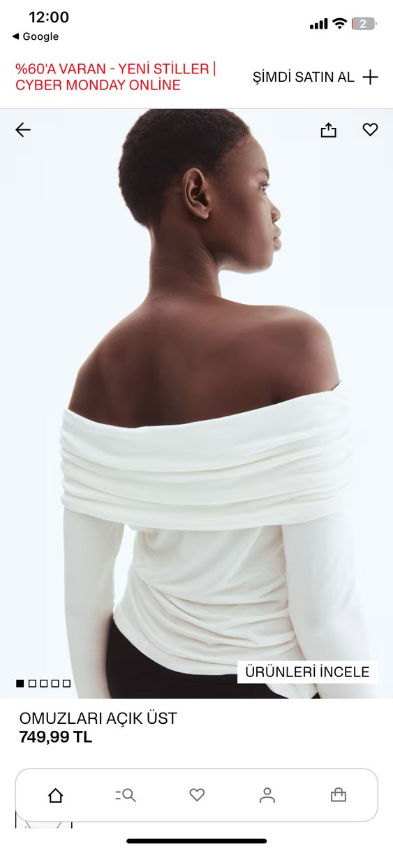 H&m beyaz  düşük omuz bluz - Görsel 2