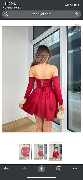 m Beden Bordo elbise