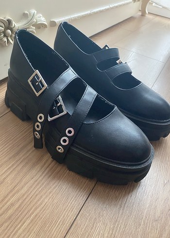 Tokalı Siyah Platform Topuklu Gotik Mary Jane Ayakkabı - Görsel 3