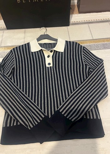 Massimo Dutti Cizgili Polo Yaka Triko Kazak