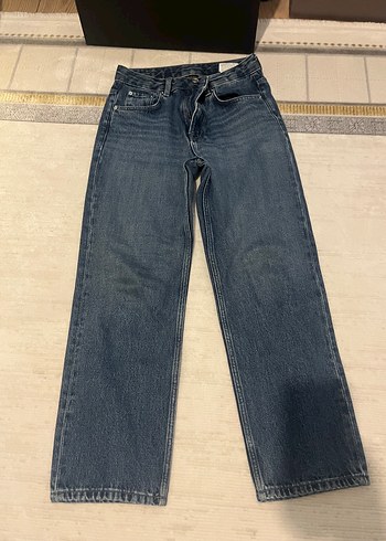 Massimo Dutti Koyu Mavi Straight Denim Jean