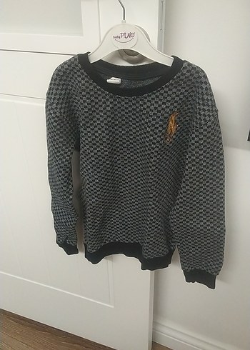 Erkek Çocuk Gri Örgü Desenli Kazak - Görsel 3