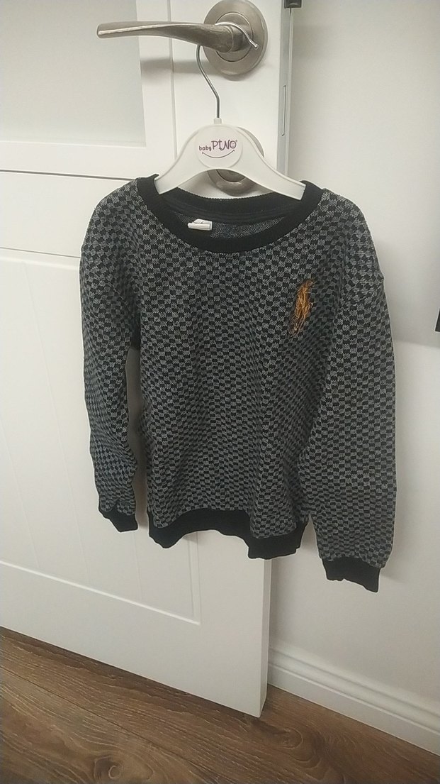 Erkek Çocuk Gri Örgü Desenli Kazak - Görsel 3