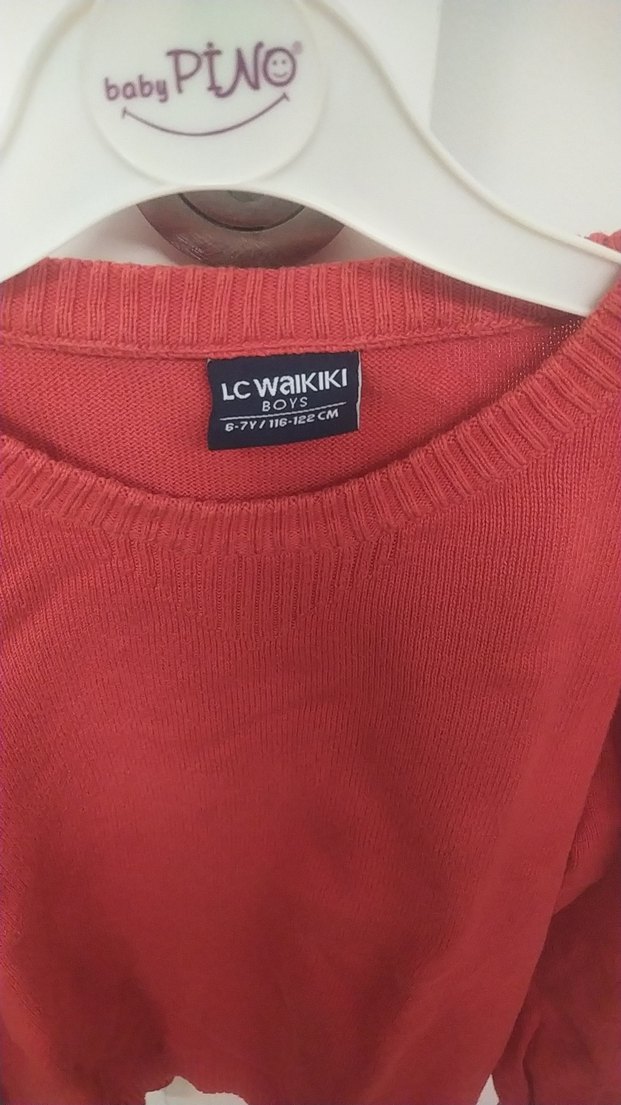 Erkek Çocuk Kırmızı Uzun Kollu Triko Kazak - Görsel 2
