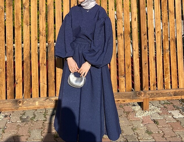 Manuka İnci Detaylı Jakarlı Etek ve Abiye Bluz - Görsel 5