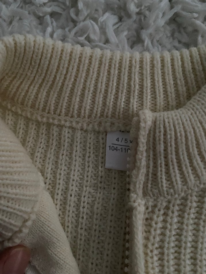 Bej Çizgili Boğazlı Triko  Kazak - Görsel 2