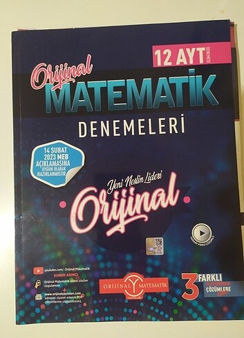 orijinal ayt matematik deneme