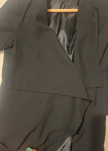 Drapeli Siyah Kadın Blazer Ceket - Görsel 4