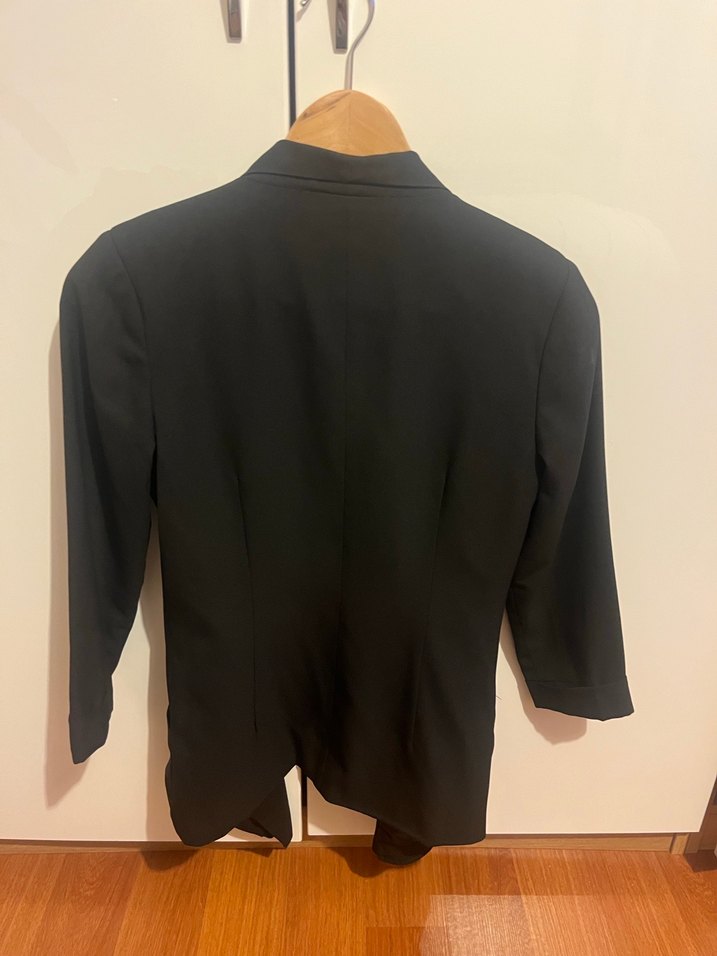 Drapeli Siyah Kadın Blazer Ceket - Görsel 3