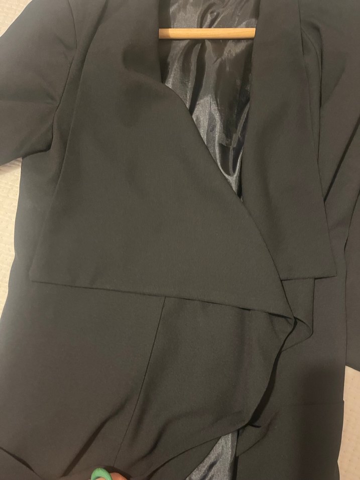 Drapeli Siyah Kadın Blazer Ceket - Görsel 4