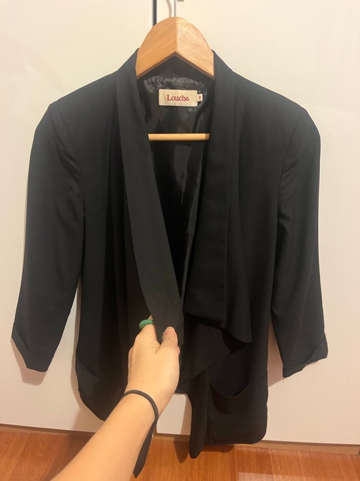 Drapeli Siyah Kadın Blazer Ceket - Görsel 2