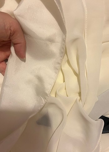 Beyaz Pilili Midi Abiye Elbise - Görsel 8