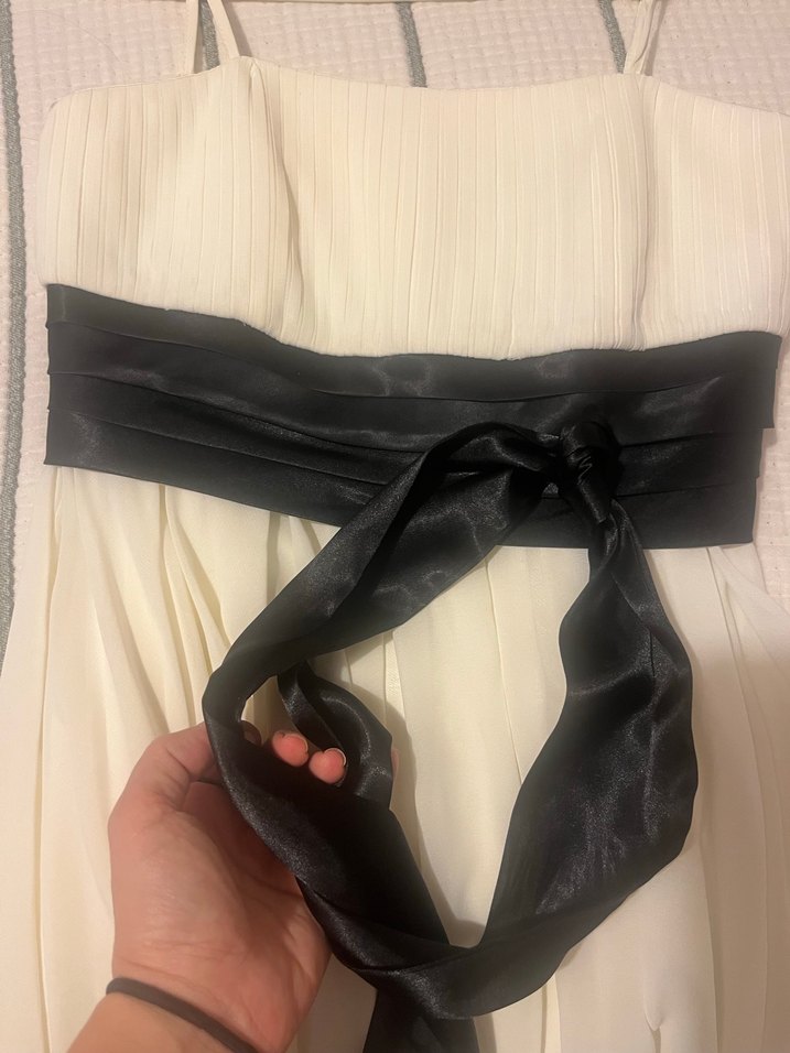 Beyaz Pilili Midi Abiye Elbise - Görsel 4