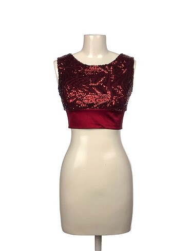 Pul payetli bordo Mini crop Üst p İndirimli.