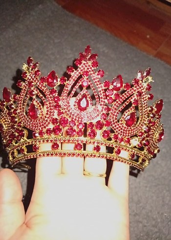 Bordo Taşlı Gelin Kına Tacı - Görsel 2