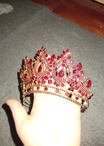 Bordo Taşlı Gelin Kına Tacı - Görsel 3