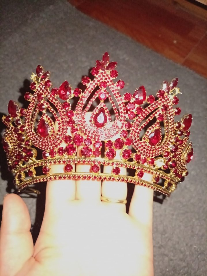 Bordo Taşlı Gelin Kına Tacı - Görsel 2