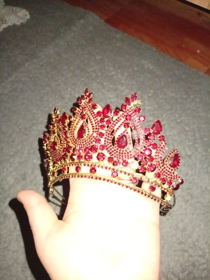 Bordo Taşlı Gelin Kına Tacı - Görsel 3