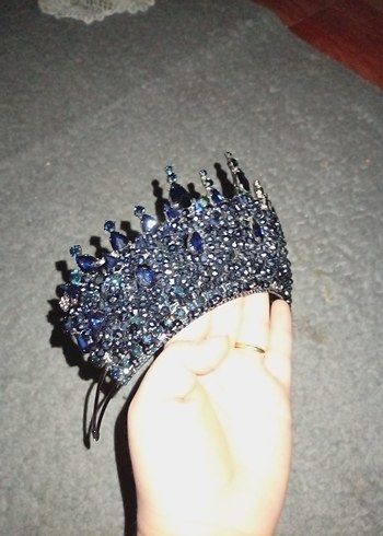 Koyu Mavi Boncuklu Gelin Taçi - Görsel 4
