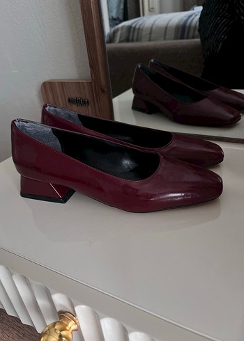 Bordo Kadın Klasik Topuklu babet Ayakkabı