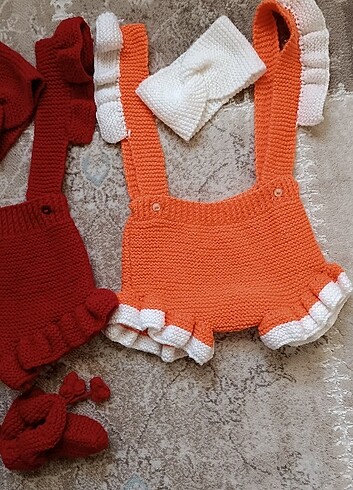 1 Yaş Beden Kız bebek örme salopet tulum